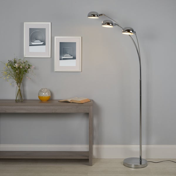 3 Light Floor Lamp Chrome Homebase