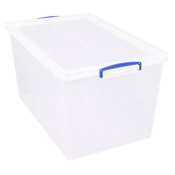 Really Useful Nestable Plastic Storage Box 83L Clear (Pack of 3