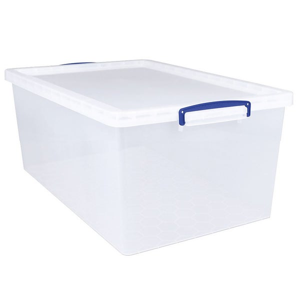 Really Useful Nestable Plastic Storage Box 62L Clear (Pack of 3
