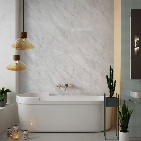 Panel Company Large Dark Grey Marble Shower Panel Homebase