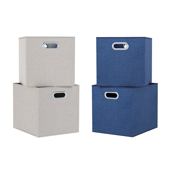 Clever Cube Inserts Set of 4 Taupe & Steel Blue Homebase