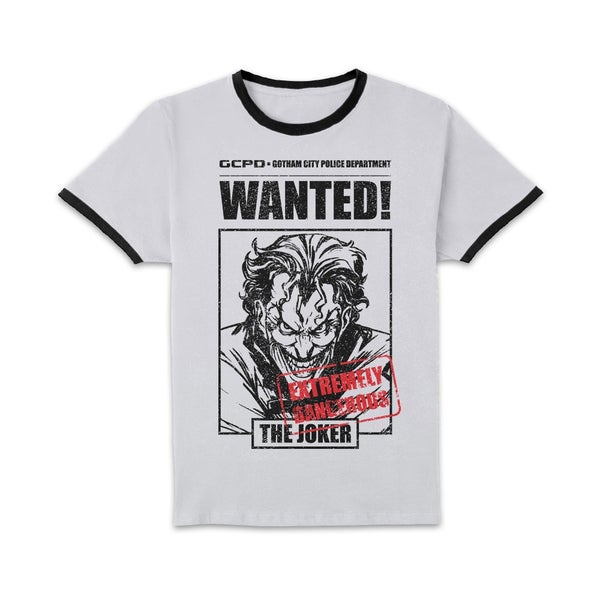 Joker Gotham's Most Wanted Unisex Ringer TShirt White/Black Clothing