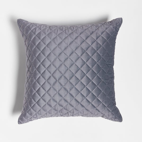 ïn home Diamond Quilted Velvet Throw Dark Grey