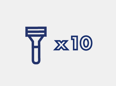 Cartoon Razor and 'x10' text next to it | Gillette UK