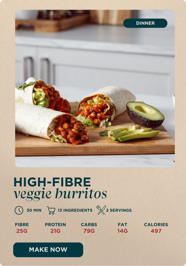 High-fibre veggie burritos