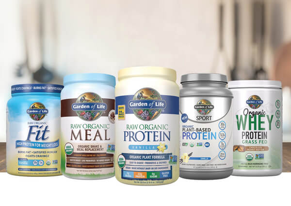 The whole range of proteins including whey protein, plant-based protein, raw organic fit and raw organic meal.