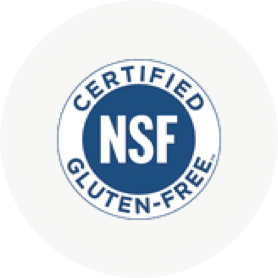 Logo NSF che indica che un prodotto ha la certificazione senza glutine.