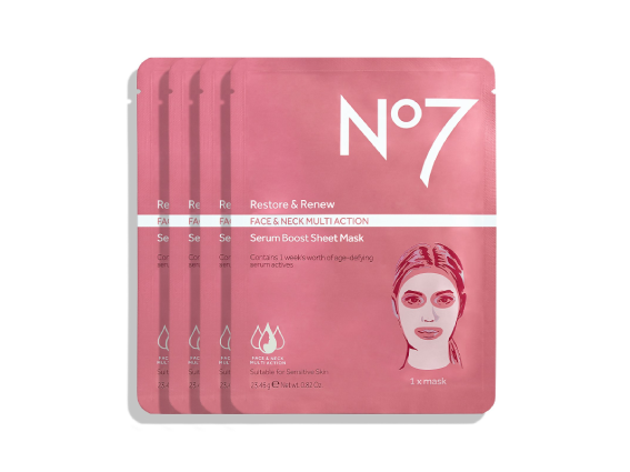 Restore & Renew Multi Action Face & Neck Serum Boost Sheet Mask