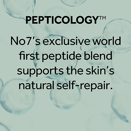 Pepticology. No7's exclusive world first peptide blend supports the skin's natural self-repair. Explore the Future Renew range