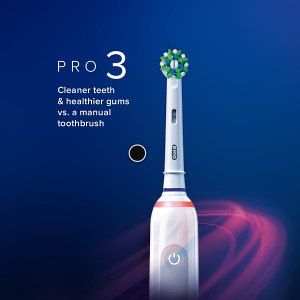 Pro 3 Cleaner Teeth & healthier gums vs. a manual toothbrush