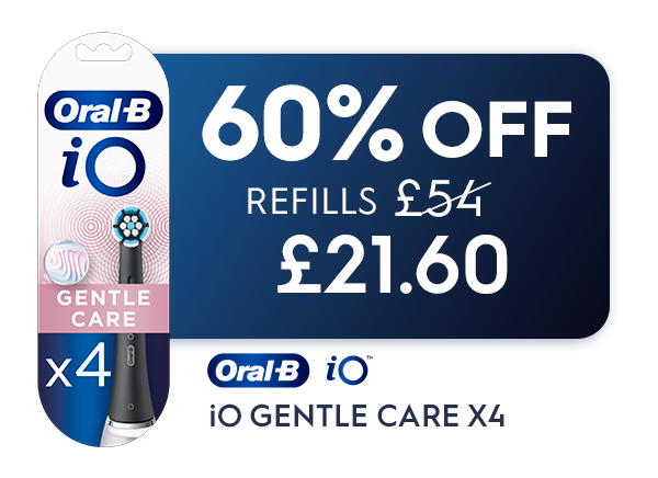 60% off Gentle Care Black iO refills 4ct - after code price - £21.60