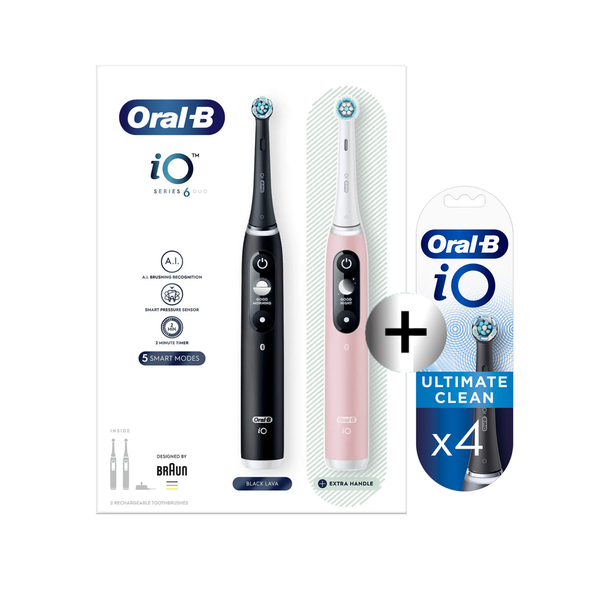 Oral-B iO6 Series Duo Pack Black/Pink Sand Extra Tandenborstel + 4 Opzetborstels