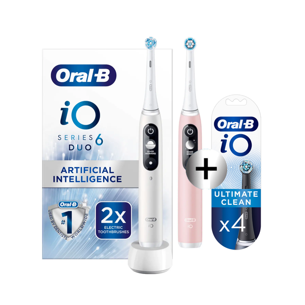 Oral-B iO6 Series Duo Pack White / Pink Sand Extra Tandenborstel + 4 Opzetborstels