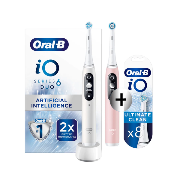 Oral-B iO6 Series Duo Pack White / Pink Sand Extra Tandenborstel + 8 Opzetborstels