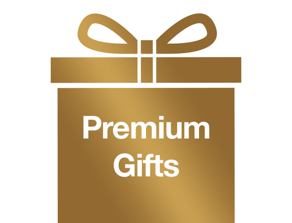 Gold digital present box with 'premium gifts'