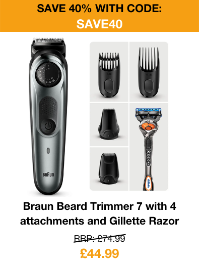 Braun beard trimmer 7 with 4 attachments and gillette razor