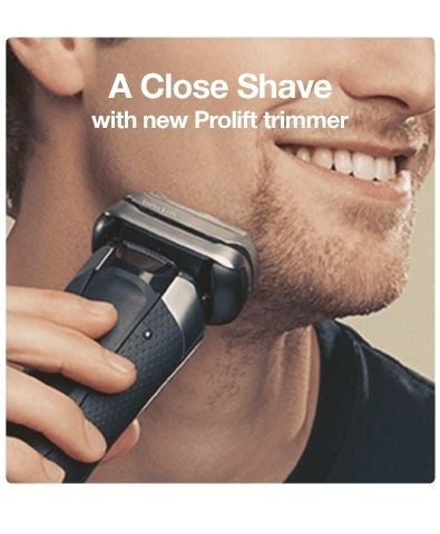 A close shave with new pro-lift trimmer - close up of man using Series 9 Pro on face