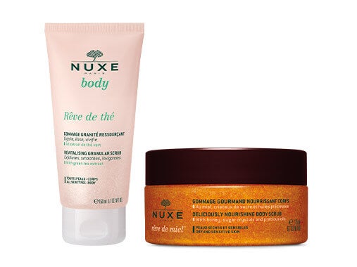 Gli esfolianti per il corpo NUXE detergono senza seccare, lasciando la pelle comfortevole e infinitamente morbida.