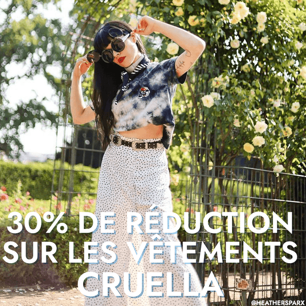 30% de réduction sur les vêtements Cruella