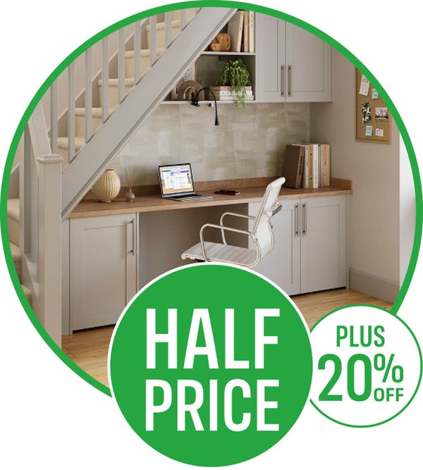 Half price fitted home office units when you buy 3 of more, plus an extra 20% off