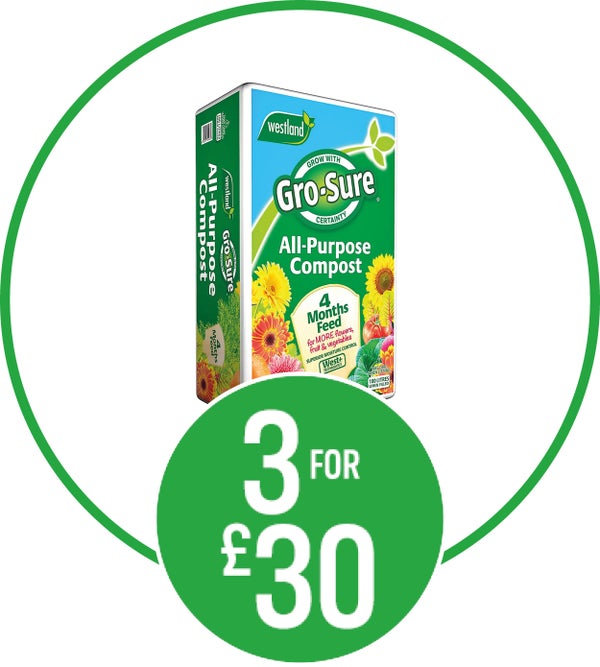 3 for £30 Gro-Sure All Purpose Compost 100L