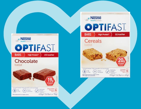OPTIFAST meal replacement bars with chocolate and cereal flavours