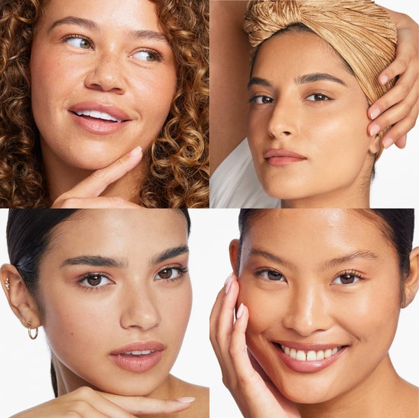 Women faces with medium to tan makeup shades