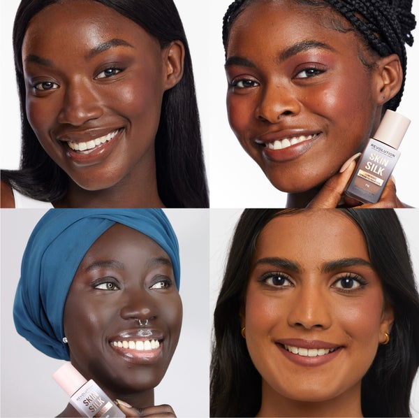 Women faces with dark to deep makeup shades