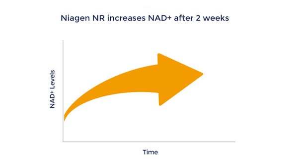 Graph to show how Niagen NR increases NAD+ after 2 weeks