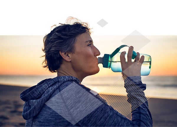 Female drinking water