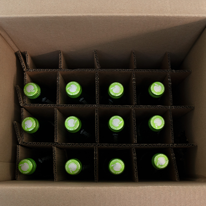 cardboard inserts with glass bottles