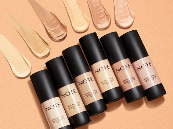 Various Note Cosmetics foundation shades
