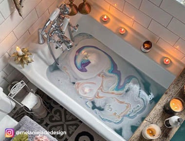 Melanie Jade Design Filled Straight Bath with Candles