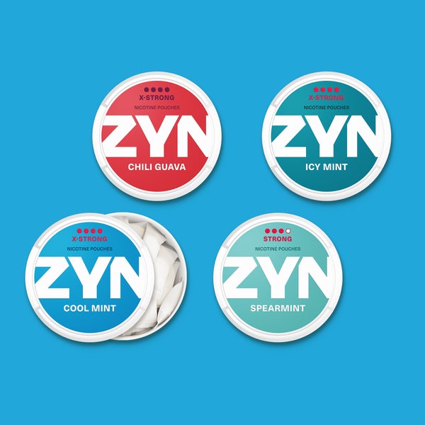 Boîtes de sachets de nicotine ZYN Chili Guava, ZYN Icy Mint, ZYN Cool Mint et ZYN Spearmint