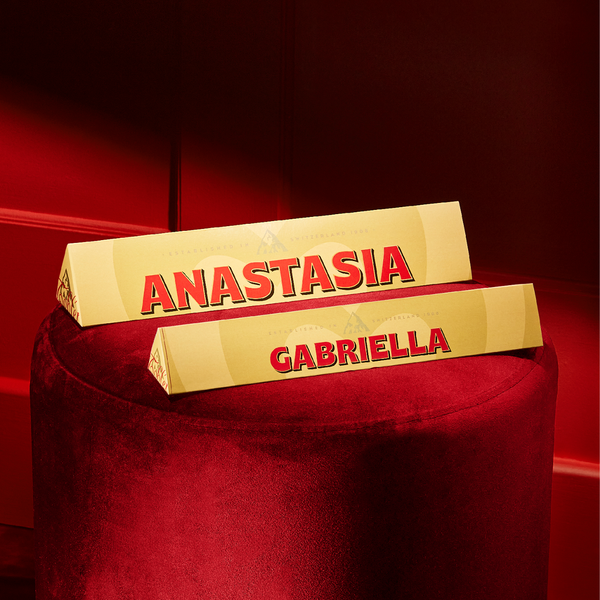 Toblerone Bar Hanging Over a yellow ledge.