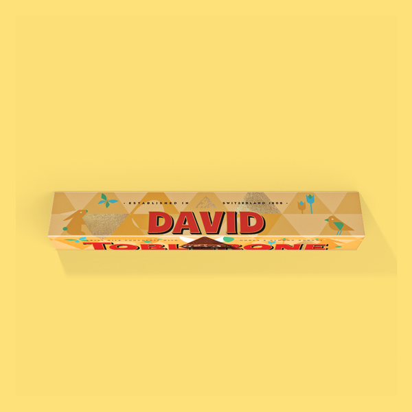 Easter 200g Bar in front of a yellow background