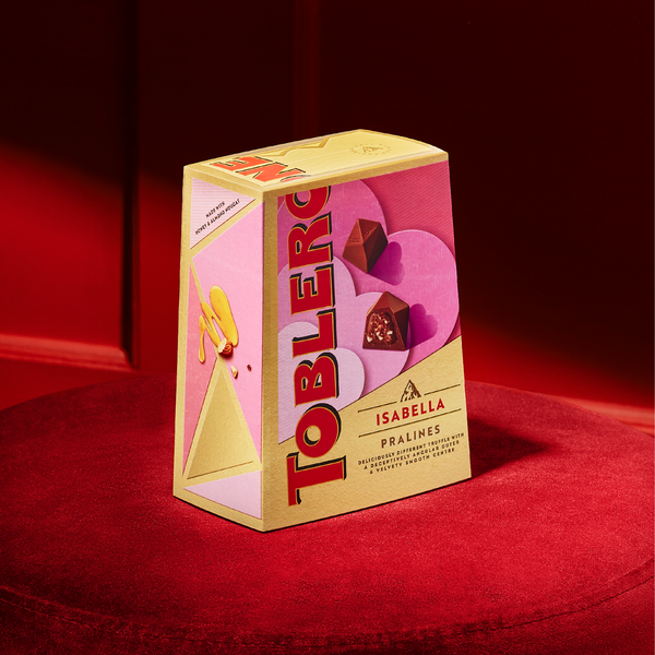 Box of Toberone Truffles with red background