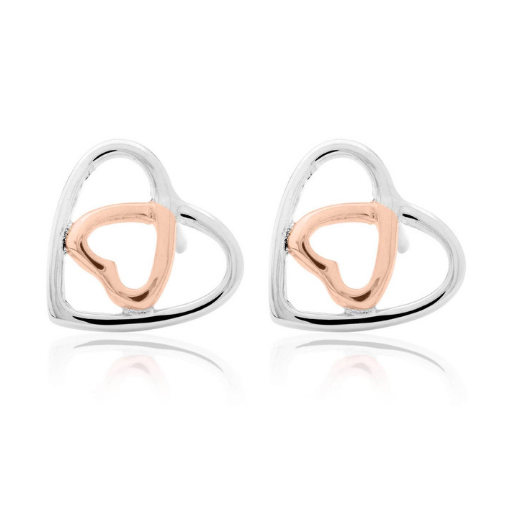 Silver and Rose Gold Celtic Heart Earrings