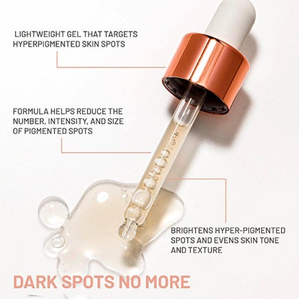 Visit our Instagram. Lightweight gel that targets hyperpigmented skin spots. Formula helps reduce the number, intensity and size of pigmented spots. Brightens hyper-pigmented spots and evens skin tone and texture. Dark Spots No More.