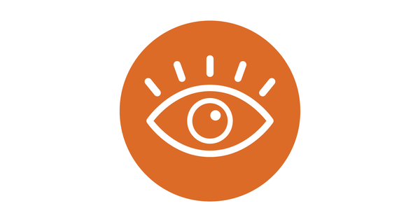 A sign of eye health. An image of the eye on an orange background.