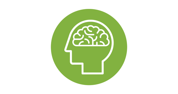 A sign of brain health. An Image of the brain on a green background.