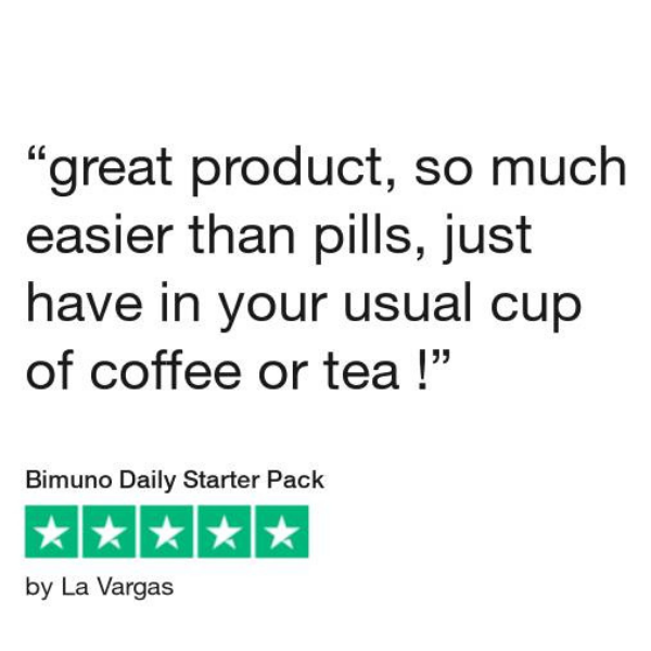 great product, so much easier than the pills, just have it in your usual cup of coffee or tea! Bimuno Daily Starter Pack by La Vargas