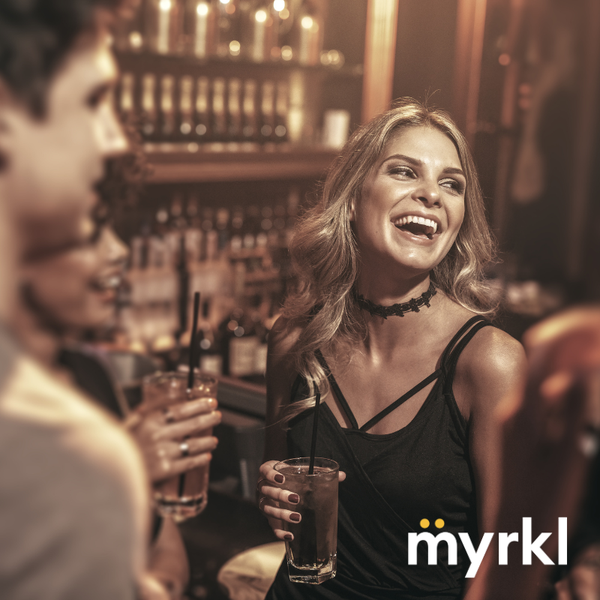myrkl packshot with people out drinking at a bar