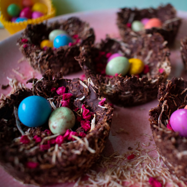 Easter eggs in little chocolate nests - Visit our instagram