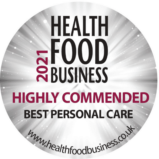 Health food business 2021. Highly commended best personal care. www.healthfoodbusiness
