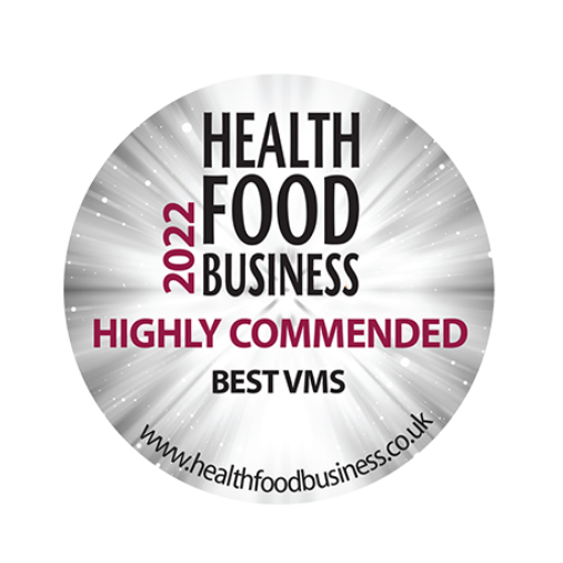 Health Food Business 2022.Highly commended Best VMS.www.healthfoodbusiness.co.uk.