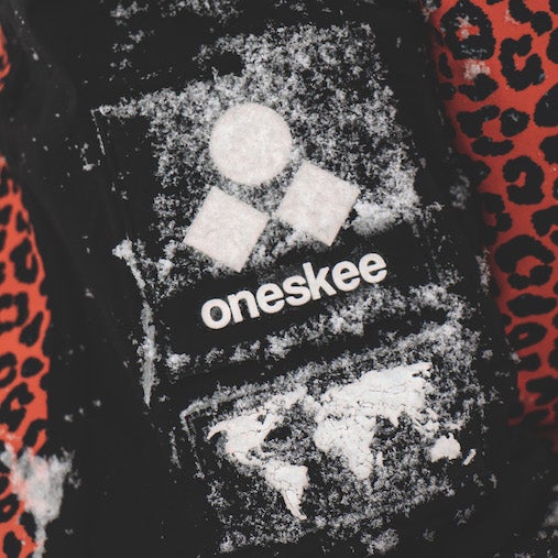 Visit Oneskee Instagram. Snow covered Oneskee badge.
