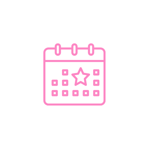 A pink icon of a calendar