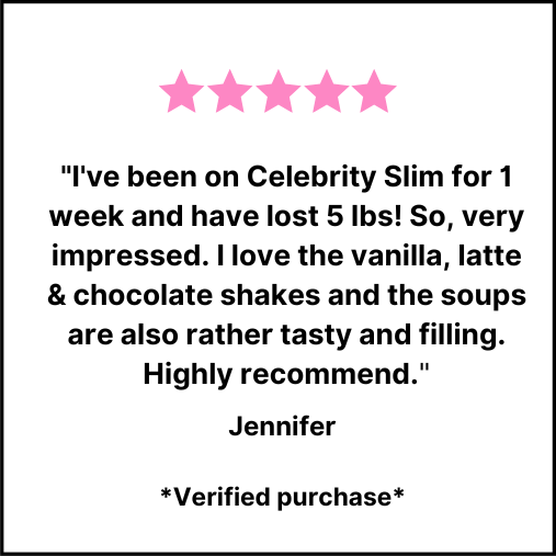 I've been on Celebrity Slim for 1 week and have lost 5 lbs! So, very impressed. I love the vanilla, latte and chocolate shakes and the soups are also rather tasty and filling. Highly recommend. Jennifer. Verified purchase.