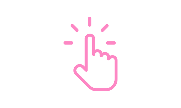 Pink icon of a clicking hand